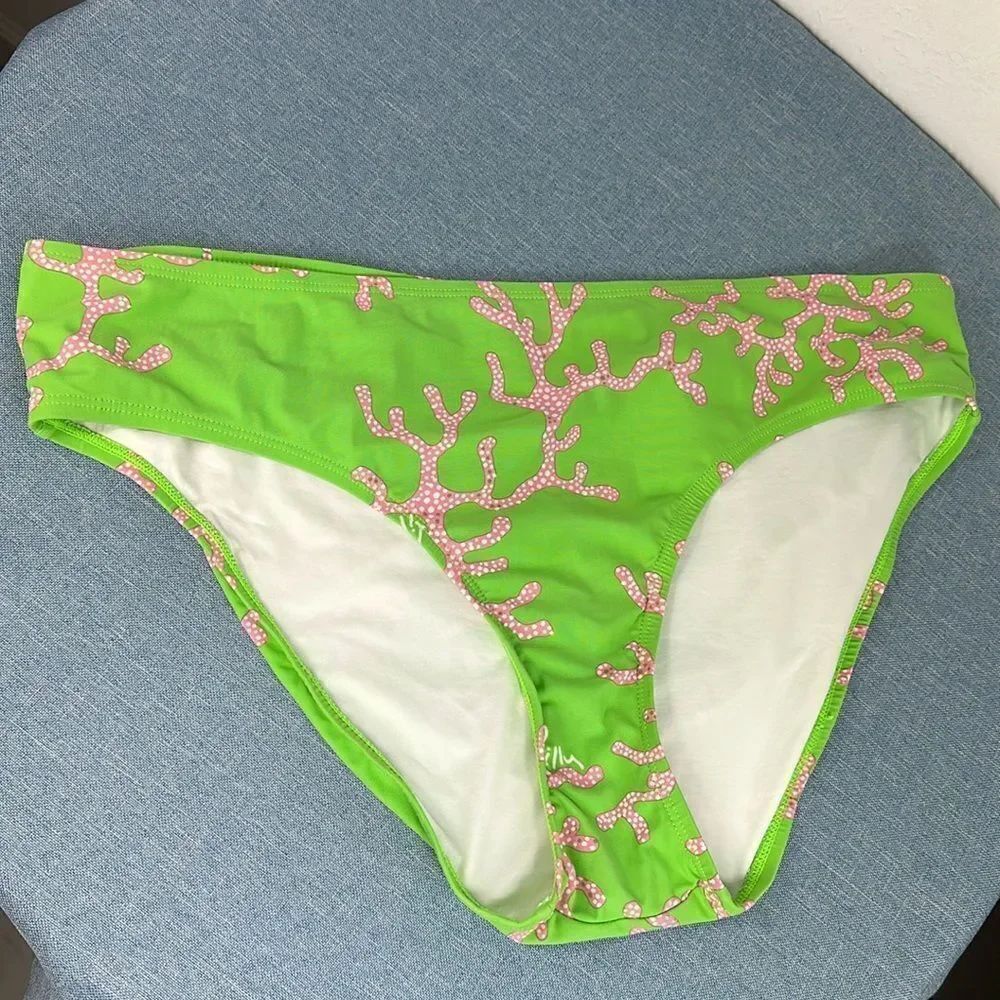 Lilly Pulitzer Coral Print Bikini Bottom In Green Size XL